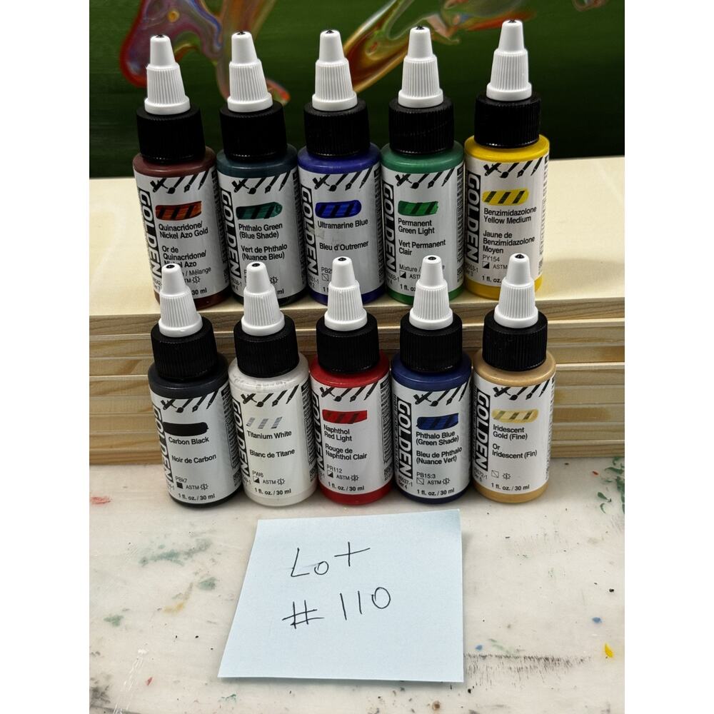 LOT OF 10 Golden High Flow Acrylics 1 fl. oz. /30 ml Sealed No Duplicates LOT110 - Picture 2 of 2